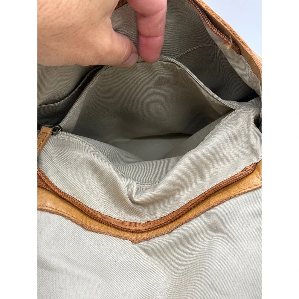 American Leather Co Honey Tan Genuine Leather Flap Backpack Handbag Bag 12x10x4